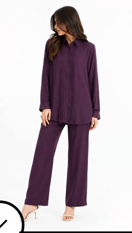 Banafsha Purple Pintuck Cord Set