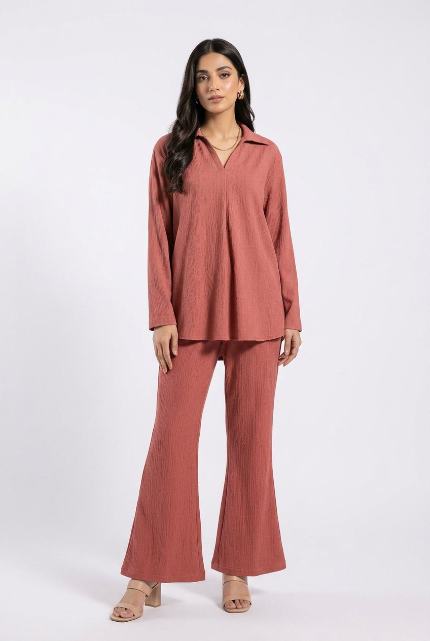 Gulnar Rust Pink Flare Trouser Set